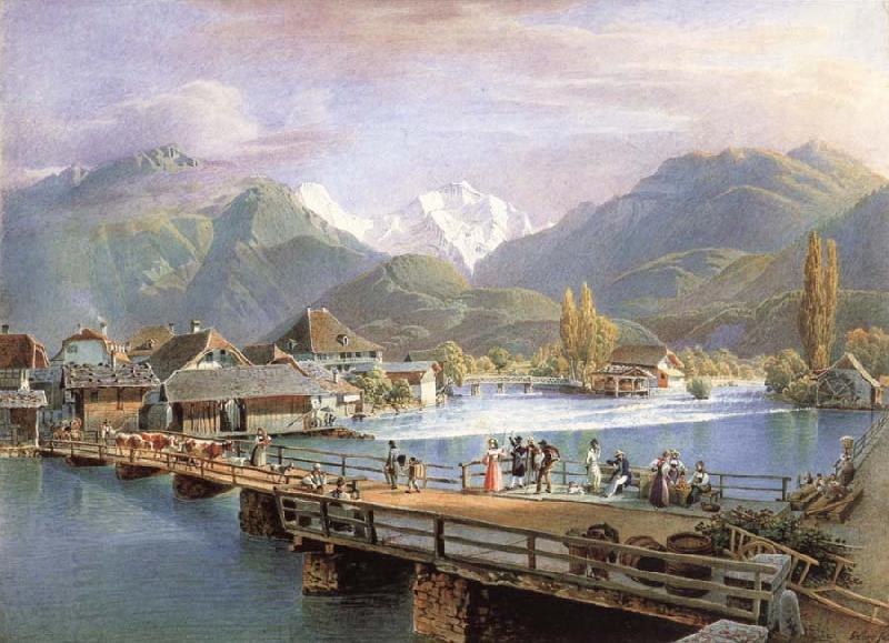 Gabriel Lory fils Ansicht von Unterseen mit Blick auf die Jungfrau China oil painting art